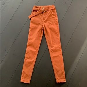 H&M Divided High Waisted Slim Belted Pants SZ 2